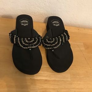 Yellow Box Wedge Sandals